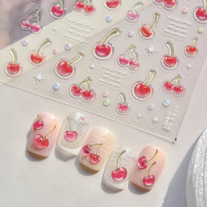 Sweet Cherry Nail Stickers - Winter Fruit Decals to5427