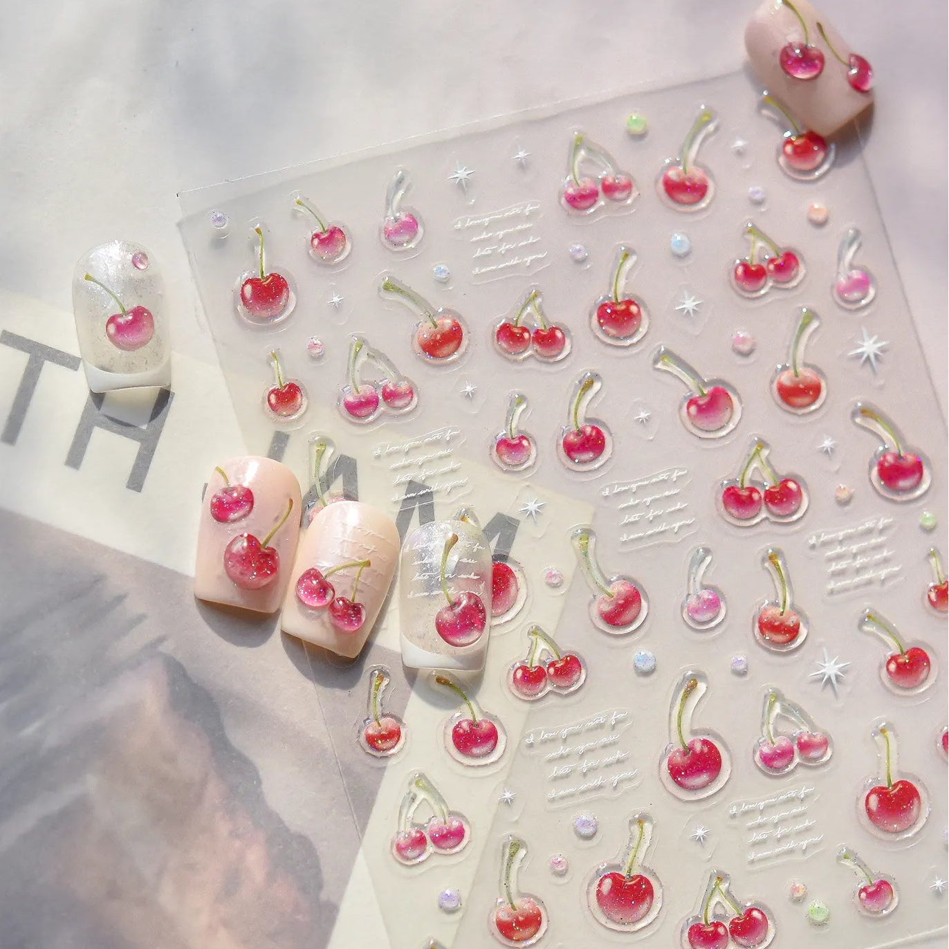 Sweet Cherry Nail Stickers - Winter Fruit Decals to5427