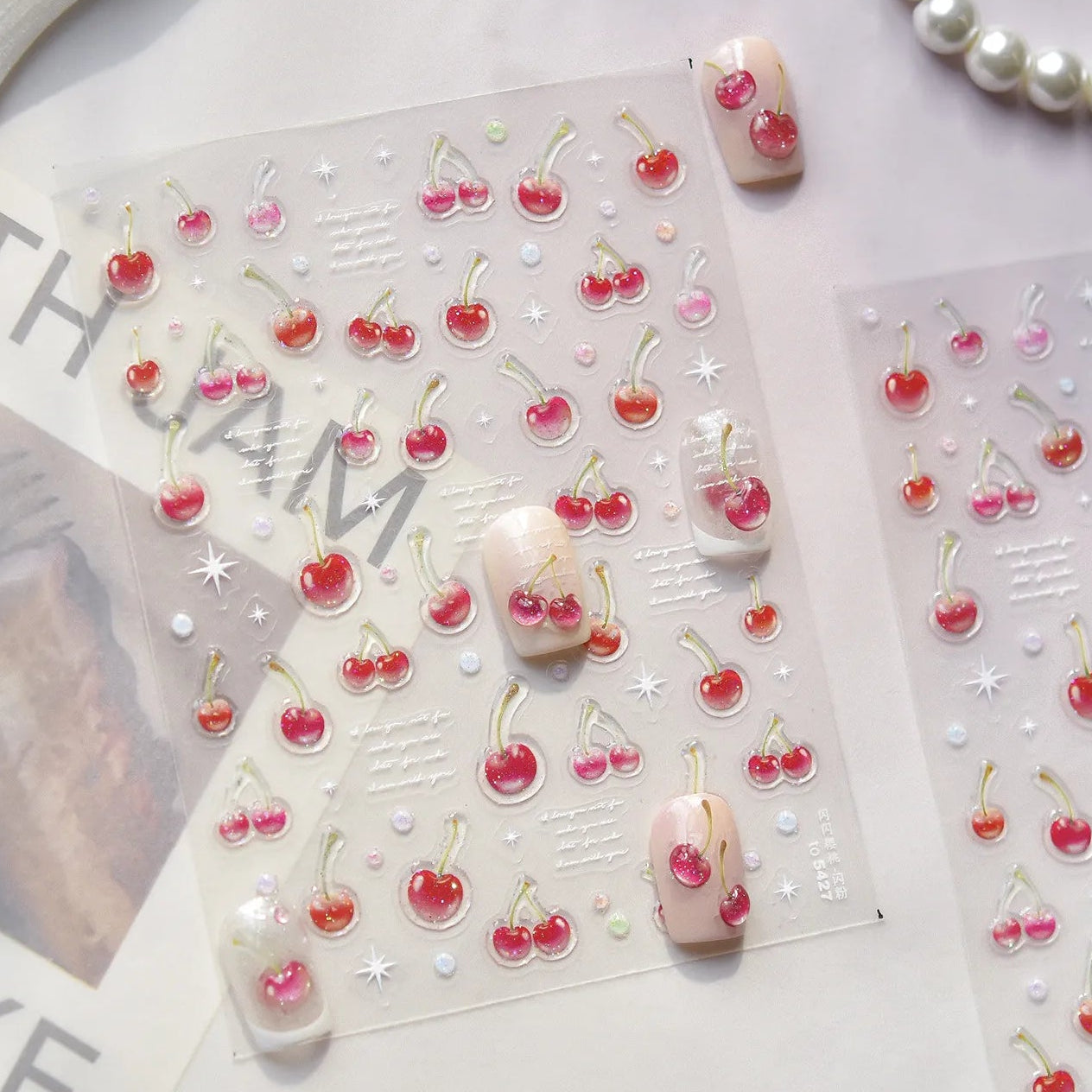 Sweet Cherry Nail Stickers - Winter Fruit Decals to5427