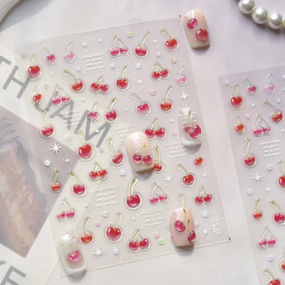 Sweet Cherry Nail Stickers - Winter Fruit Decals to5427