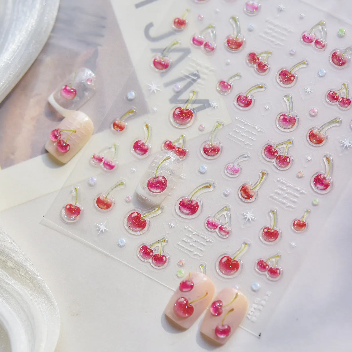 Sweet Cherry Nail Stickers - Winter Fruit Decals to5427