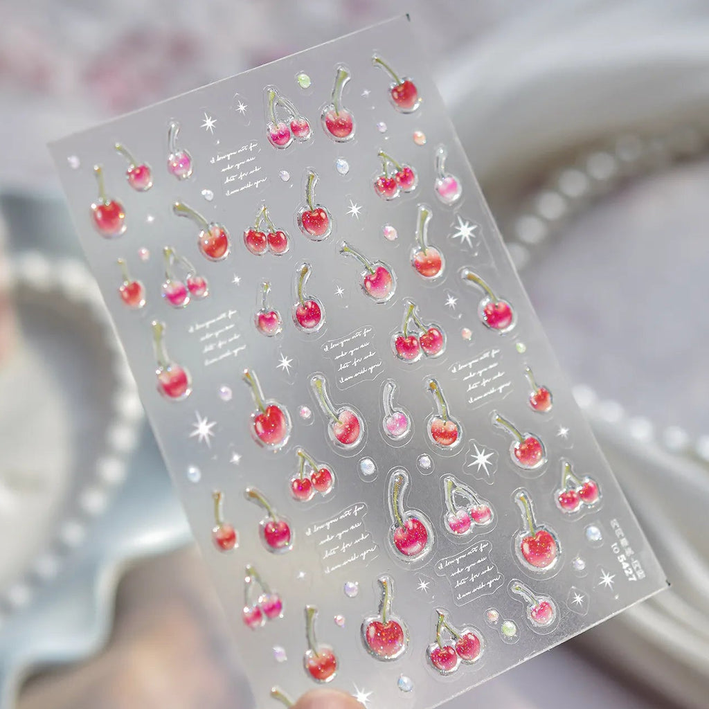 Sweet Cherry Nail Stickers - Winter Fruit Decals to5427