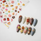 Sweet Nail Art Stickers Donuts Adhesive Sliders Dessert Cupcake Jelly Sticker Decals M128