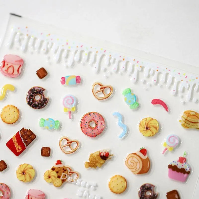 Sweet Nail Art Stickers Donuts Adhesive Sliders Dessert Cupcake Jelly Sticker Decals M128