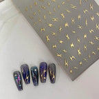 Metal Flame Nail Art Stickers Adhesive Embossed Fire Chain Sticker Decals TA146 Gold