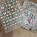 Bow With Rhinestone Pearl Nail Art Stickers Adhesive Embossed Sticker Decals TA256