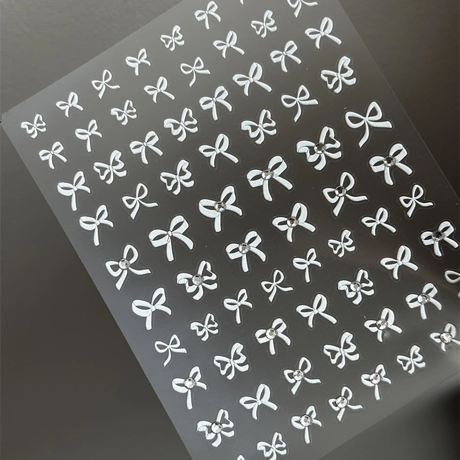 Candy Color Bow Nail Art Stickers Colorful Bow Tie Adhesive Embossed Sticker Decals TA272