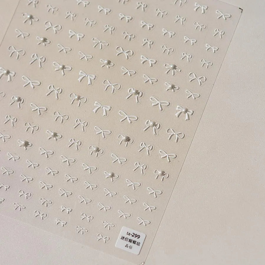 Bows Nail Art Stickers Bow Tie With Rhinestone Adhesive Embossed Sticker Decals TA299