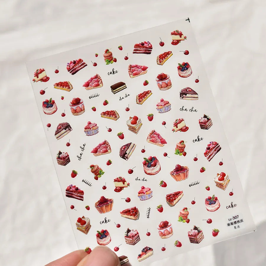 Cupcake Nail Art Stickers Adhesive Embossed Dessert Sticker Decals TA307