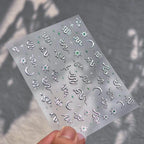 Gold Snake Nail Art Stickers Adhesive Embossed Metal Silver Snake Sticker Decals TA365 Silver