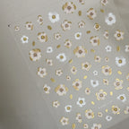 Vintage Floral Nail Stickers with Gold Glitter & Pearl Accents 