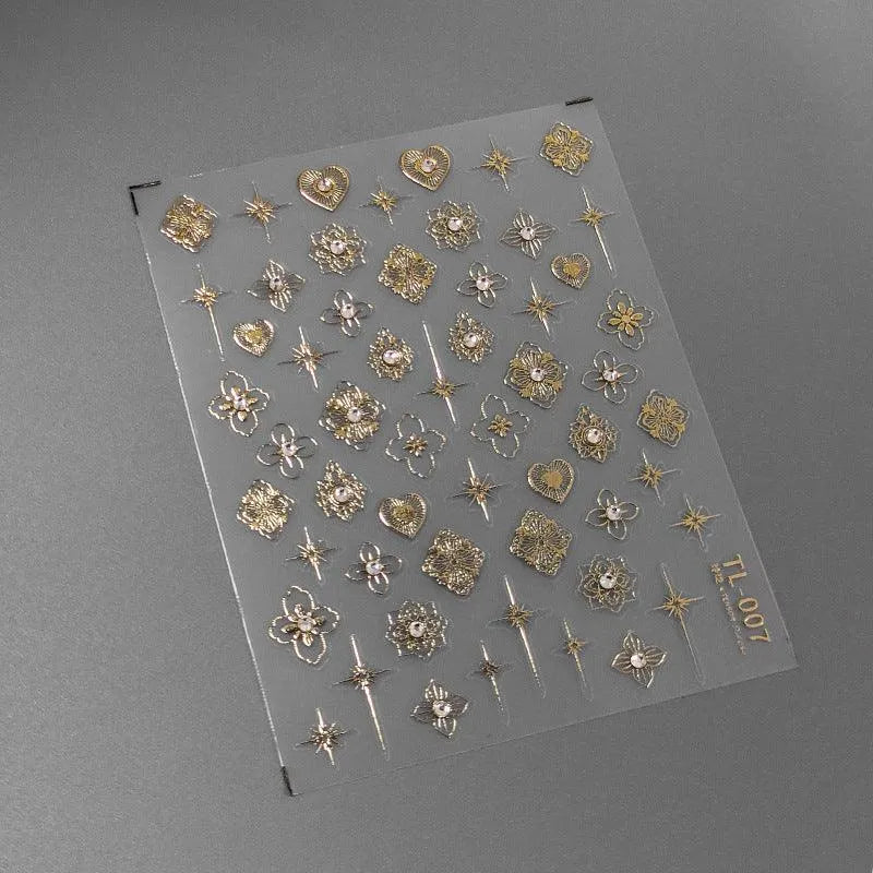 Nail Art Stickers Adhesive Sliders Gold Sticker Decals TL007