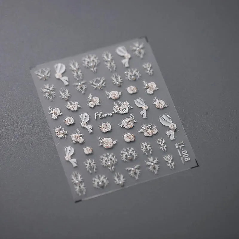 Cherry Nail Art Stickers Adhesive Butterfly Rose Flowers Leaf Design Sticker Decals TL008