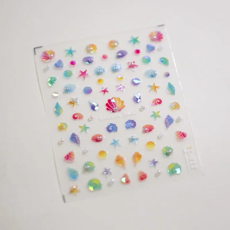 Shell Nail Art Stickers Adhesive Slider Shiny Starfish Sticker Decals TL012