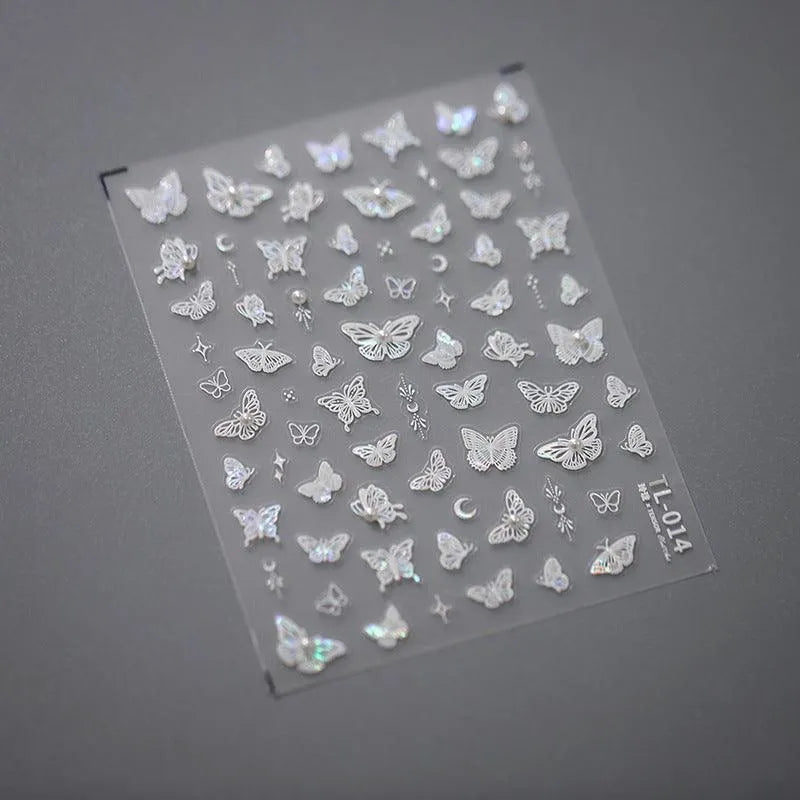 Cherry Nail Art Stickers Adhesive Butterfly Rose Flowers Leaf Design Sticker Decals TL014