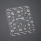 White Snowflake Nail Art Stickers with Beads Winter Snow Adhesive Sticker Decals TL019