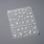 White Butterfly Nail Art Stickers Adhesive Embossed Moon with Beads Sticker Decals TL027