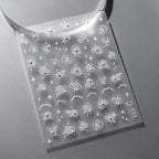 White Rose Flower Nail Art Stickers With Beads  Adhesive Embossed Lotus Sticker Decals TL033