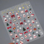 Christmas Bear Nail Art Stickers Adhesive Embossed Xmas Tree Sticker Decals TL040