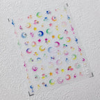 Gradient Moon Nail Art Stickers Adhesive Sliders Jelly Star Embossed Sticker Decals TL043