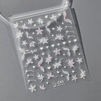 Flower With Pearl Nail Art Stickers 3D Floral Adhesive Sliders Sticker Decals TL046