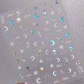 Nail Art Stickers Adhesive Sliders Moon Stars With Rhinestone Sticker Decals TL054