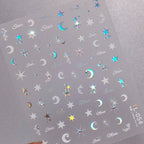 Nail Art Stickers Adhesive Sliders Moon Stars With Rhinestone Sticker Decals TL054