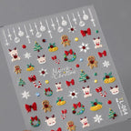 Christmas Nail Art Stickers Adhesive Sliders Christmas Tree Bells Embossed Sticker Decals TL064