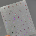 Metal Effect Stars Nail Art Stickers Adhesive Gold Silver Star Moon With Rhinestone Sticker Decals TL078