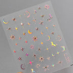 Celestial Body Nail Art Stickers Star Moon Sun With Rhinestones Adhesive Sticker Decals TL080