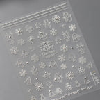 White Christmas Nail Art Stickers 3D Adhesive Slider Xmas Snowman with Beads Sticker Decals TL084