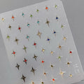 Metal Silver Nail Art Stickers Cross Stars With Rhinestone Adhesive Sticker Decals TL088