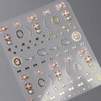 Bow Heart Shape Nail Art Stickers 3D Adhesive Slider Bow Tie Sticker Decals TL098