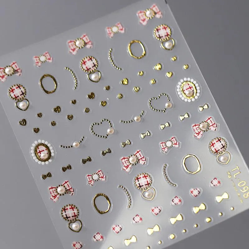 Bow Heart Shape Nail Art Stickers 3D Adhesive Slider Bow Tie Sticker Decals TL098