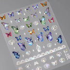 Blue Butterfly Nail Art Stickers Adhesive Slider Laser Butterfly Sticker Decals TL100