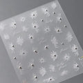 White Flower Nail Art Stickers Fantasy Floral with Beads Adhesive Sticker Decals TL102