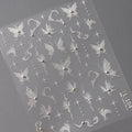 White Butterfly Nail Art Stickers Adhesive Slider 3D Butterfly with Beads Sticker Decals TL104