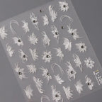 White 3D Flower Nail Art Stickers Adhesive Slider Flowers with Beads Sticker Decals TL106