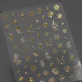 Gold Snowflake Nail Art Stickers Adhesive Slider Golden Xmas with Beads Sticker Decals TL107