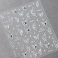 White Nail Art Stickers Shiny Butterfly With Beads Adhesive Sticker Decals TL108