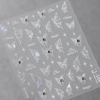 White Nail Art Stickers Shiny Butterfly With Beads Adhesive Sticker Decals TL108