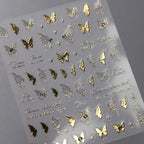 Laser Butterfly Nail Art Stickers Adhesive Slider Metal Colors Butterfly Sticker Decals TL109