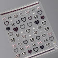 Lace Check Pattern Nail Art Stickers Adhesive Slider Love Heart Sticker Decals For Valentine's Day TL112