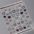 Lace Check Pattern Nail Art Stickers Adhesive Slider Love Heart Sticker Decals For Valentine's Day TL112