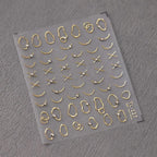 Metal Colors Nail Art Stickers Gold Silver Line With Rhinestone Adhesive Slider Sticker Decals TL127