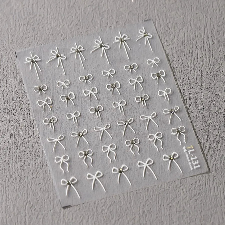 Red Bow Nail Art Stickers Adhesive Slider Embossed Bow Knot Sticker Decals TL131