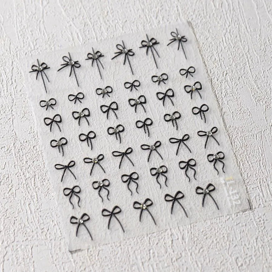 Red Bow Nail Art Stickers Adhesive Slider Embossed Bow Knot Sticker Decals TL132