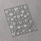 White Butterfly Nail Art Stickers With Pearls Swan Adhesive Sticker Decals TL134