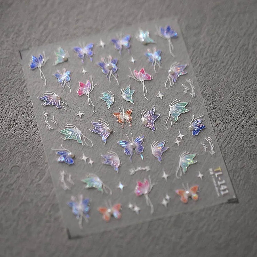 Colorful Butterfly Nail Art Stickers 3D Adhesive Sticker Nail Decals TL141