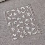 White Lily Nail Art Stickers Adhesive Embossed Lily Flower with Beads Sticker Decals TL154